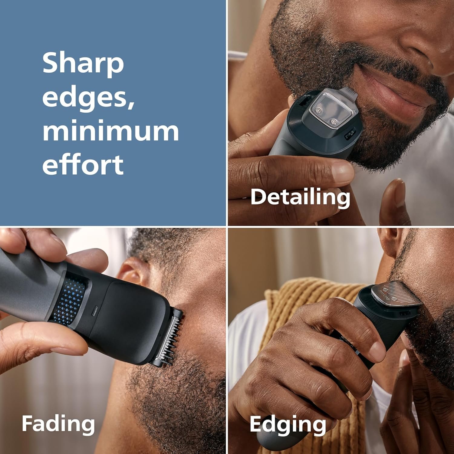 Norelco Philips Beard Trimmer 7000 Series, 100% Waterproof Trimmer for Men, 40 Lock-in Hair Length Settings, BeardSense Power Adaptability, Detail & T-Blade Trimmer Heads, Charging Stand, BT7670/40 - Image 2