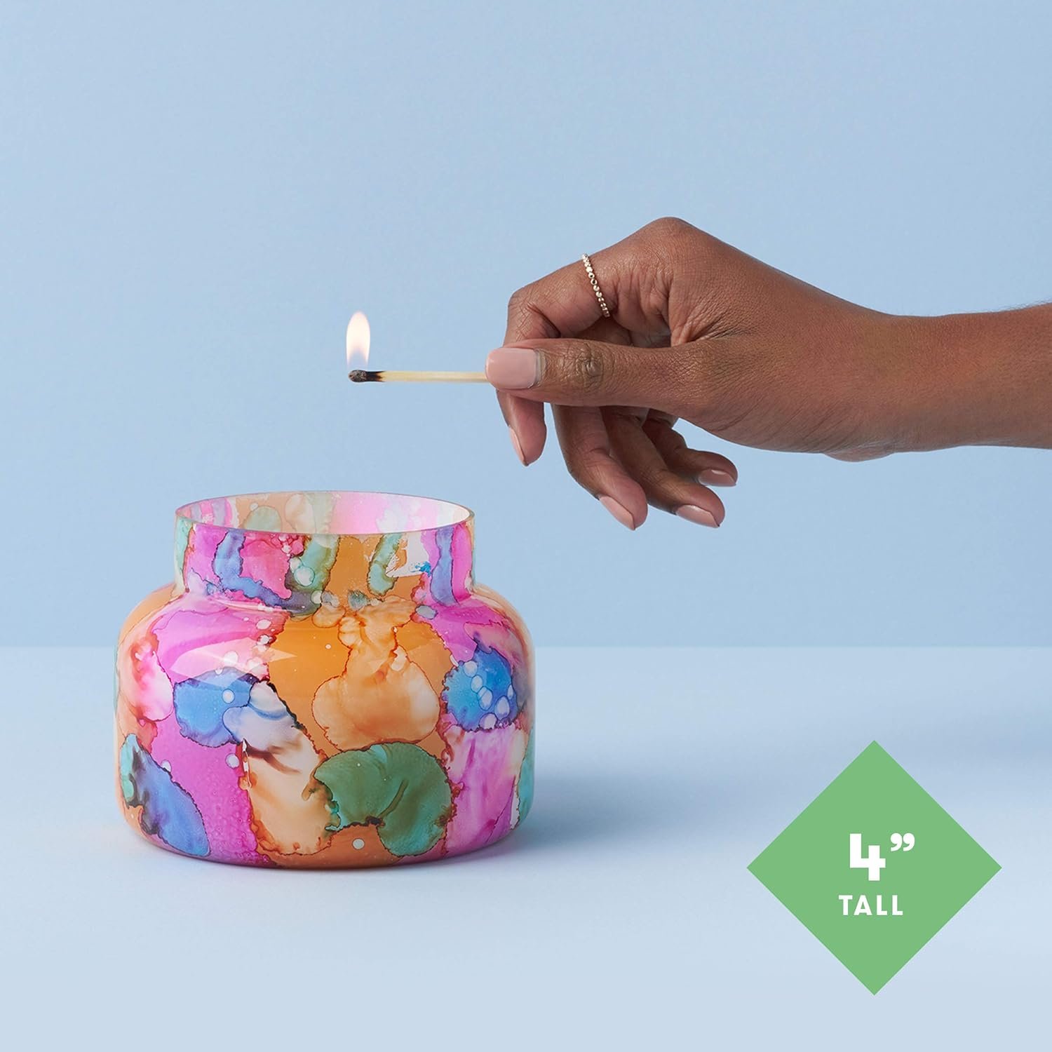 Capri Blue Volcano Candle - Rainbow Watercolor Signature Glass Jar Candle - Luxury Aromatherapy Candle - Tropical Fruits & Sugared Citrus Candle (19 Oz) - Image 3