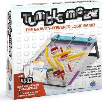 Logic Puzzle Game, Award Winning, Solo-Play Brain Teaser, for Kids Teens Adults Family Game Nights, 40 Fun Puzzles to Solve, Ages 8+, Tumble Maze by Blue Orange Games