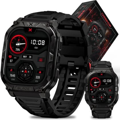 CARBINOX Blaze Smart Watch with GPS – Rugged Fitness Trackers, IP69K Waterproof, 170+ Sports Modes, Gorilla Glass, Make/Receive Calls, Step Counter Watch, Android & iOS Compatible