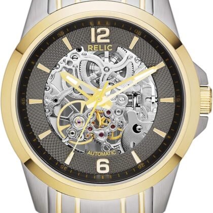 Relic by Fossil Men's Damon Silver and Gold Two-Tone Stainless Steel Bracelet Automatic Watch (Model: ZR12109)