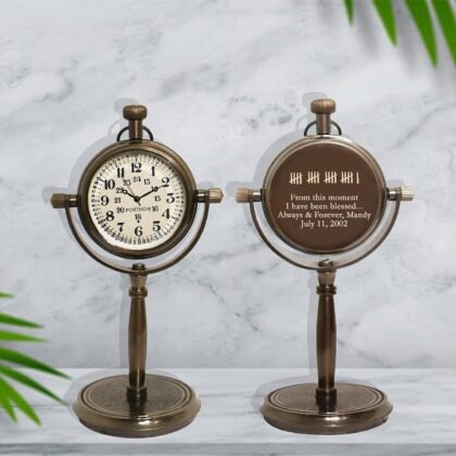Personalized Anniversary Desk Clock Gift – Customizable Bronze Luxury Office Decor, Traditional Engraved Gift for Men & Women, Gift for Couples, Wedding Gift for Spouse