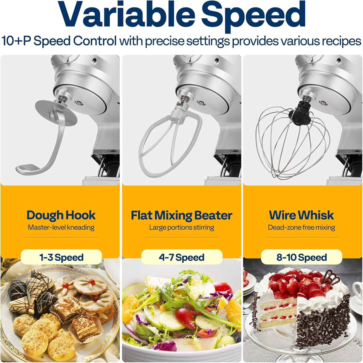 VIVOHOME 6-in-1 Stand Mixer, 8.5 Quart Electric Tilt-Head Kitchen Mixer with Bowl, Multifunctional Food Mixer for Cake, Bread, and Dough, with Meat Grinder, Blender, Pasta Maker Attachments, Silver - Image 6