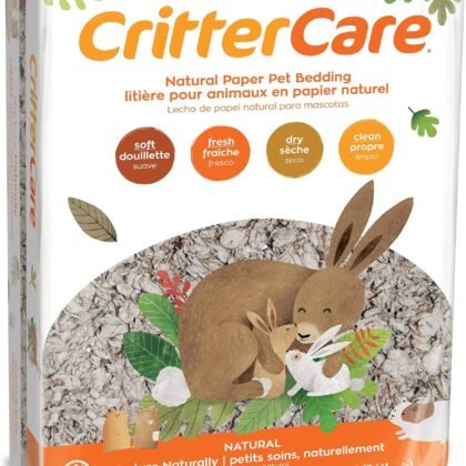 CritterCare Natural Paper Small Pet Animal Bedding - Odor Control, Unscented, 99% Dust Free, Super Absorbent, Natural, 60L, Great for Rabbits, Guinea Pigs, Hamsters, Gerbils, Mice, Rats