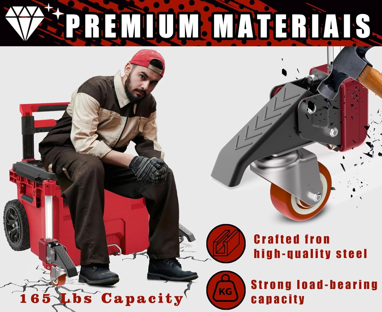 Front Wheels Upgrade Kit for Milwaukee Packout System - Easy Rolling Dolly Conversion.Accessories for Milwaukee Packout Rolling Tool Box. - Image 4