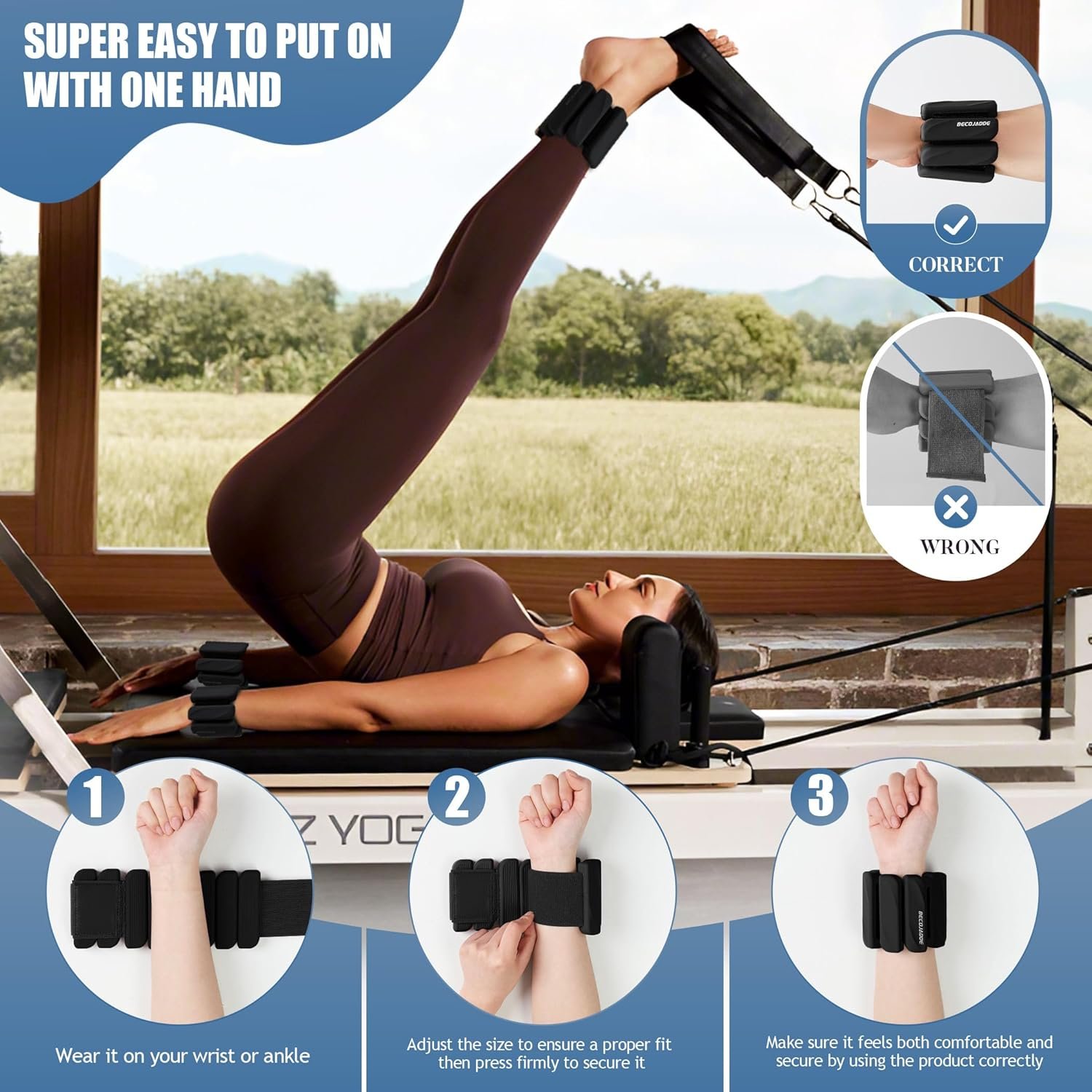 Ankle Weights Set of 2 (1 lb/2 lb Each) for Women Men Adjustable Wrist Bracelet for Home Gym Weighted Bangles Wristbands Leg Arm Weights for Walking Swimming Running Pilates Yoga Gym - Image 5