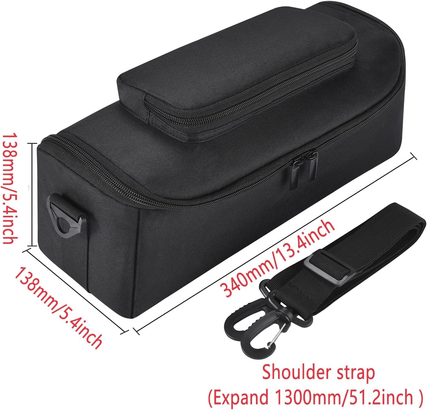 Hzycwgone Case Tote Bag for Sony SRS-XB43 Extra BASS Wireless Bluetooth Powerful Portable Speaker,SRS-XB43 Rugged Shoulder Bag,Extra Storage Pocket for Charger,Cable,Phone and Accessories(Black) - Image 2