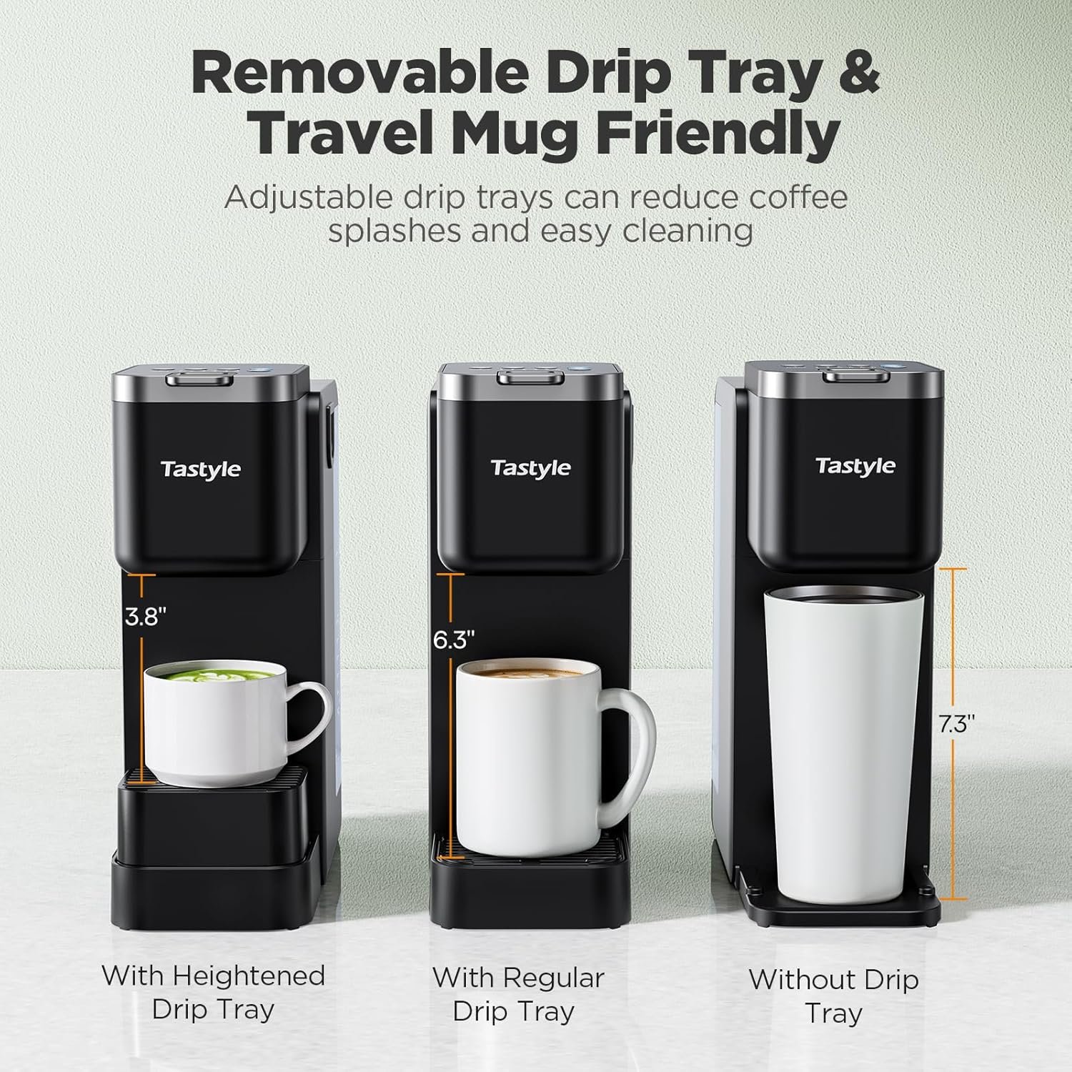 Single Serve Coffee Maker with Built-in Detachable Milk Frother, Iced and Hot Coffee Machine for K Cup & Grounds, 40oz Removable Water Reservoir, 6 Cup Sizes, Fits 7.3" Travel Mug, Black - Image 6