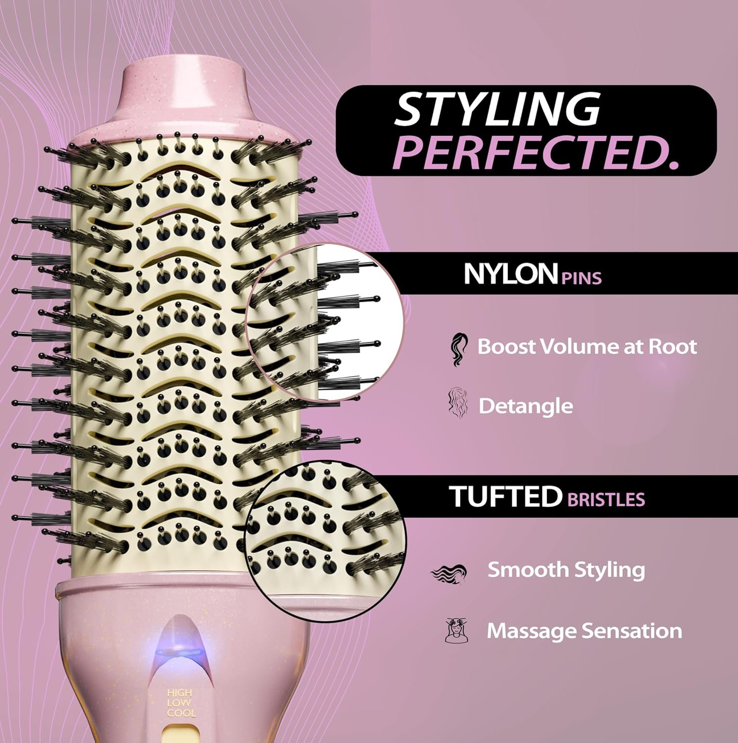 Premium 4-in-1 Oval Blow Dryer Brush, One-Step Hot Air Brush for Smooth, Hair Dryer & Volumizer, Salon Quality, Ionic Blow Dryer Styler & Straightener, Anti-Frizz, Large 3" Barrel, 13" Long - Image 3