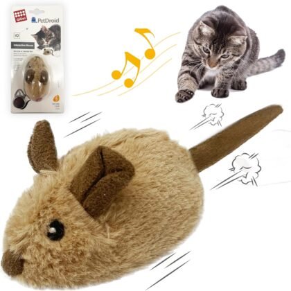 Gigwi Interactive Cat Toy Mouse, Moving Automatic Cat Toys Mice Electronic with Furry Tail, Automatic Squeaky Cat Toys for Kitten Indoor/Outdoor Exercise (Brown-Ear)