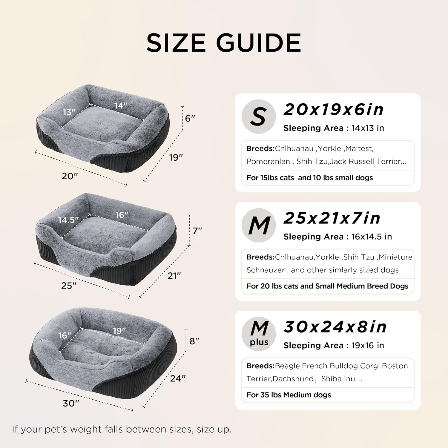Bedsure Washable Dog Bed Small Medium Size Dog - Rectangle Fluffy Plush Pet Bed Puppy Bed, Comfy Corduroy Fleece and Nonskid Bottom,25x21x7inches,Suitable for Pet Up to 20lbs,Grey - Image 7