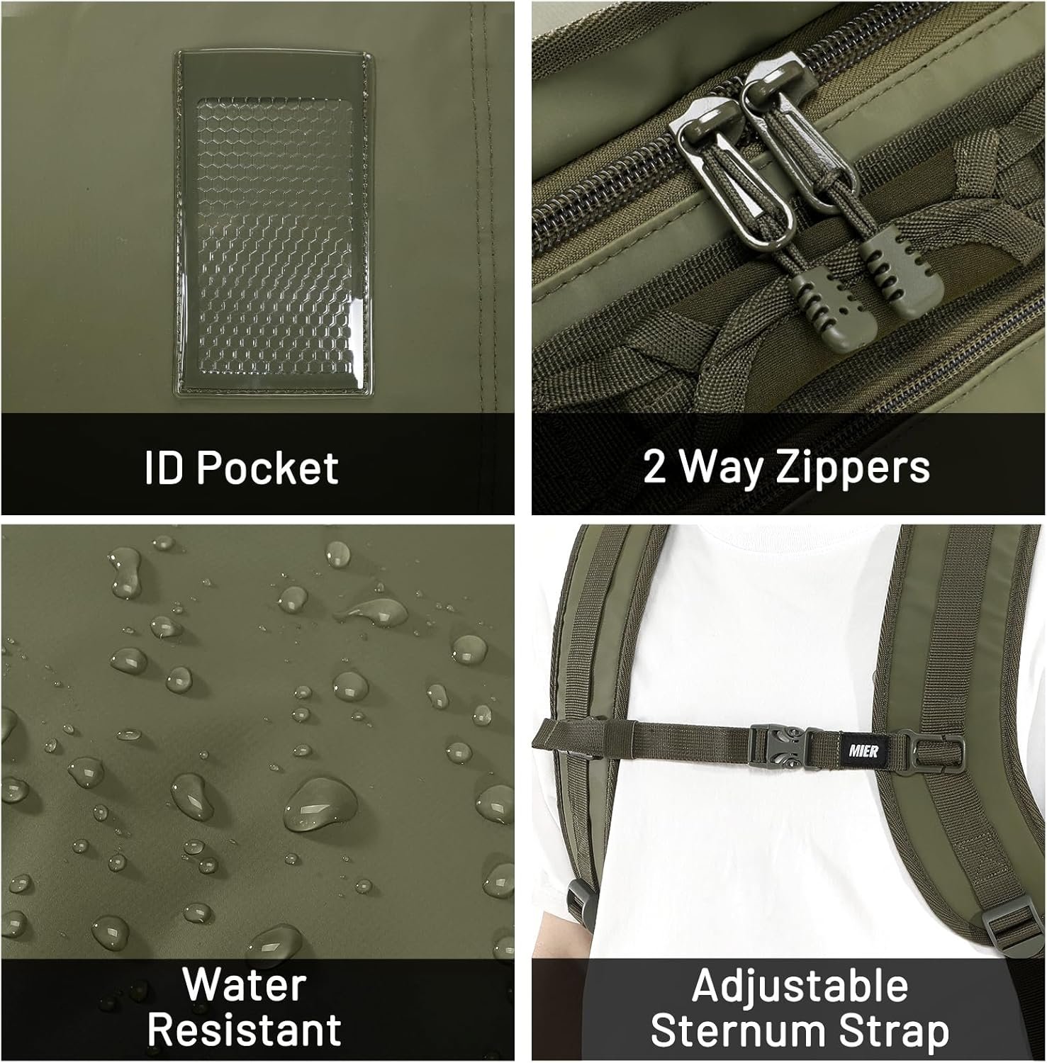 MIER Large Duffel Backpack Sports Gym Bag with Shoe Compartment, Heavy Duty and Water Resistant, Dark Green, 90L - Image 4