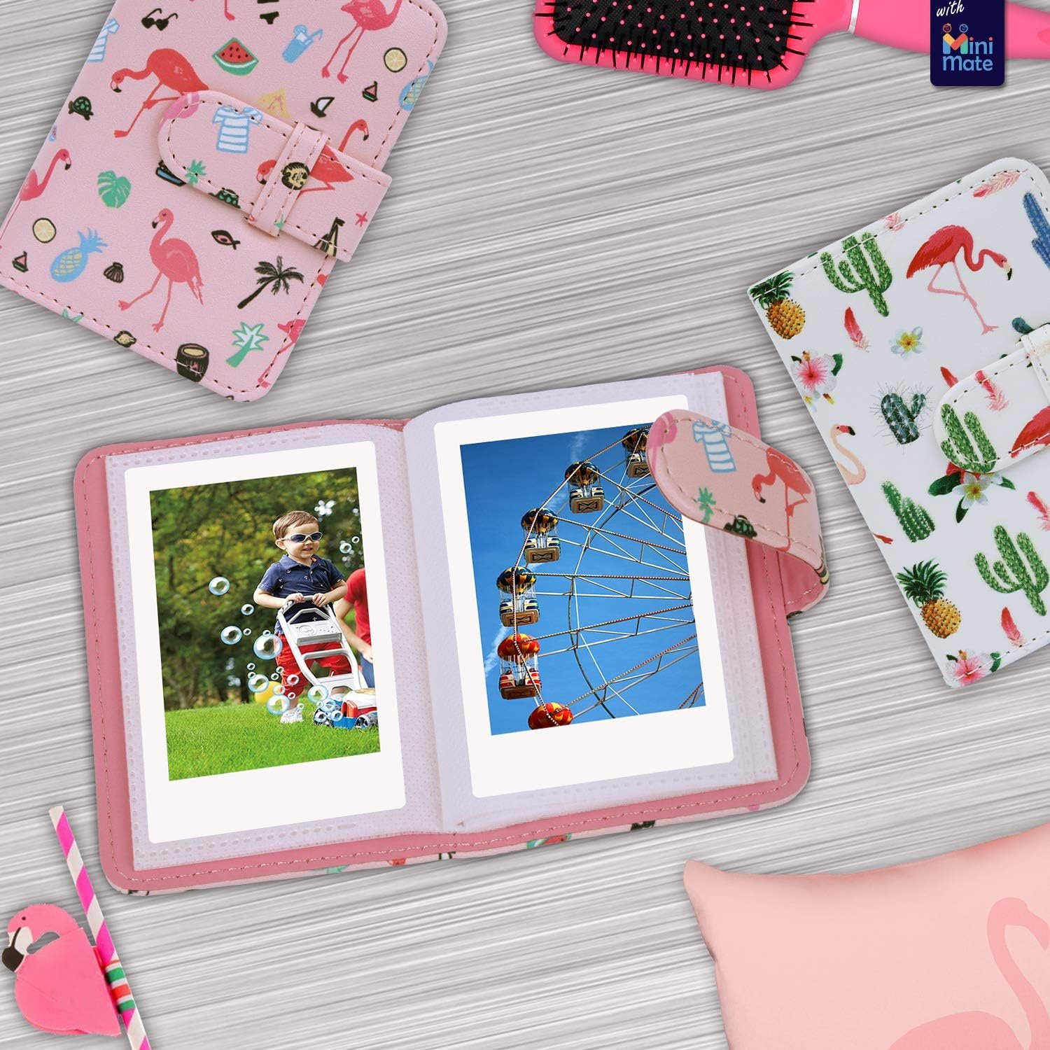 Fujifilm Instax Mini 9 Instant Camera Cobalt Blue with Custom Case + Fuji Instax Film Value Pack (50 Sheets) Flamingo Designer Photo Album - Image 4