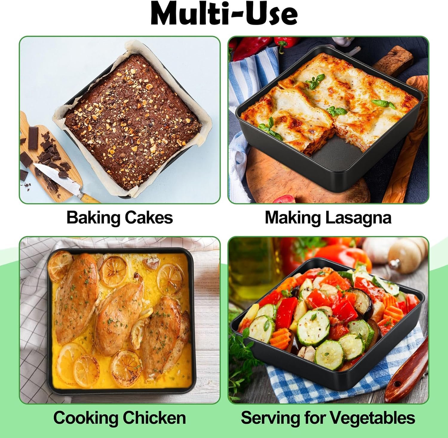 TeamFar Non-Stick Square Cake Pan, 9 Inch Square Baking Roasting Pan for Oven, with Stainless Steel Core for Cooking Cake Brownie Lasagna, Non-Toxic & Heavy-Duty, Release & Clean Easily - Image 5