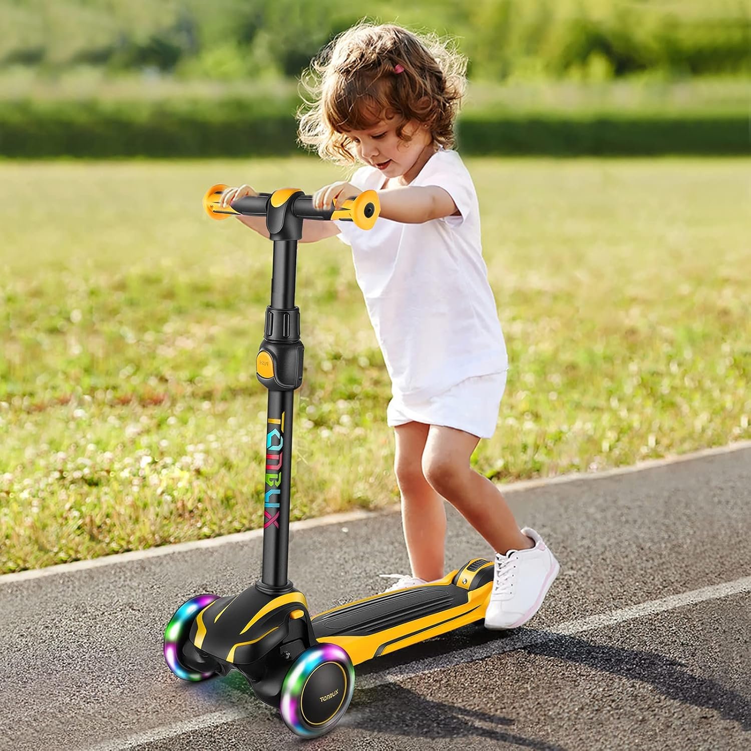 TONBUX Kids Scooter for Age 3-12, Toddler Scooter with 4 Adjustable Heights, Light Up 3-Wheels Scooter, Shock Absorption Design, Lean to Steer, Balance Training Scooter for Kids - Image 5
