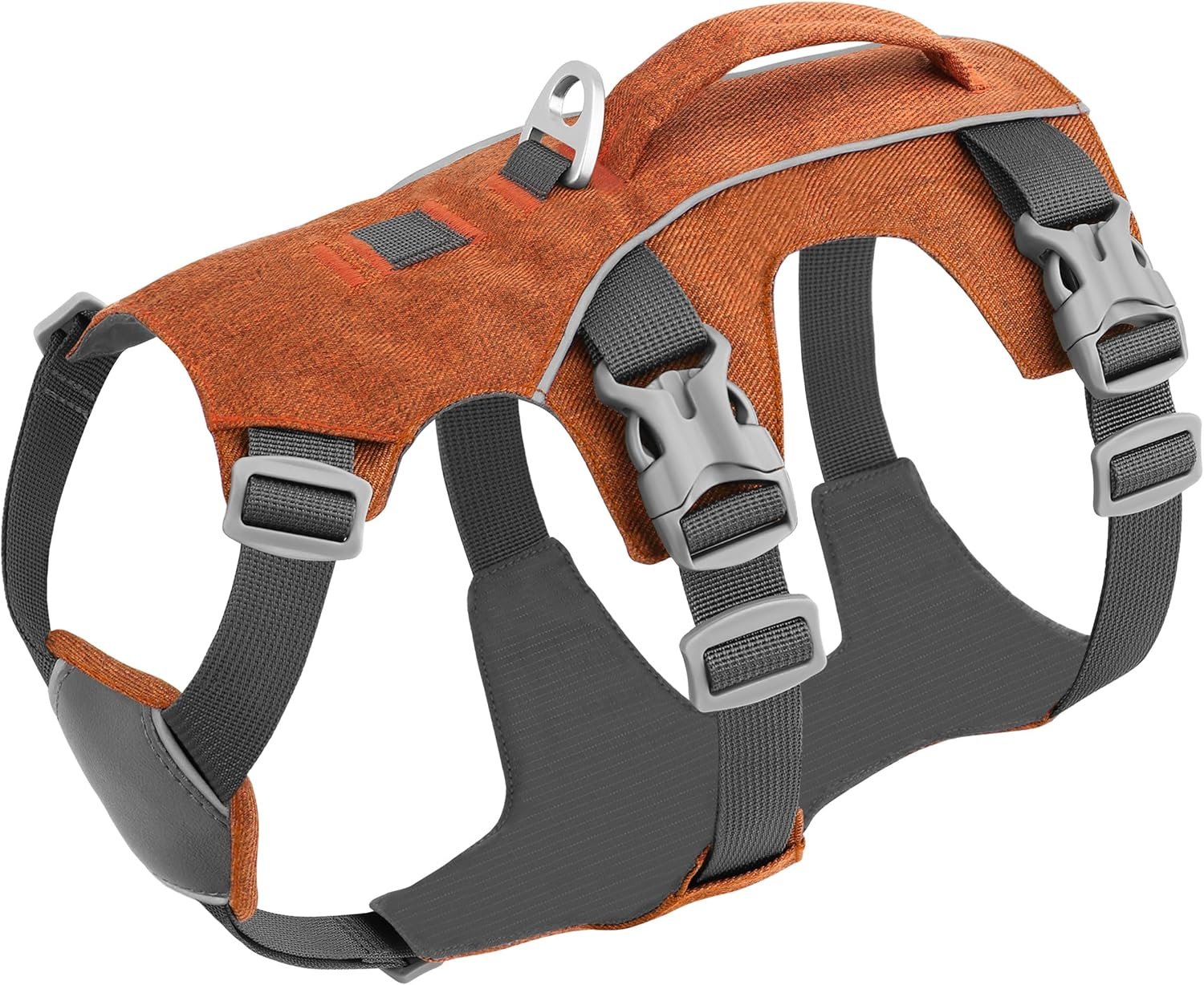 Escape Proof Dog Harness with Handle - Reflective No Pull Dog Vest, Lightweight Full Body Pet Harness Adjustable for Small Dogs Walking,Training(Orange,Chest:14-22")