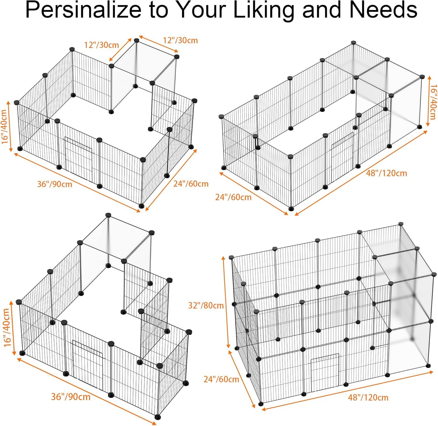 HOMIDEC Pet Playpen,Small Animals Cage DIY Wire Portable Yard Fence with Door for Indoor/Outdoor Use,Puppies,Kitties,Bunny,Turtle 48" x 24" x 16" - Image 3