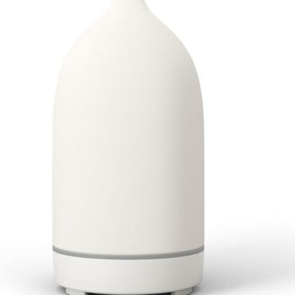 Essential Oil Diffusers,Handmade Ceramic Aromatherapy Diffuser for Room and 9 Colors Night Light for Home,Auto-Off (White)