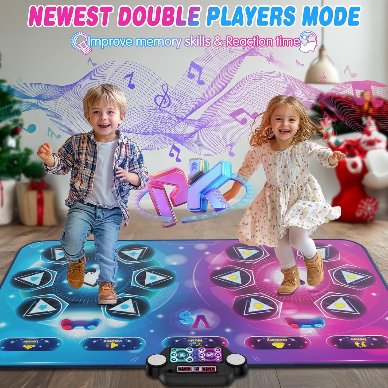 Dance Mat Toy Gift for Kids ages 3-12, Dancing Music Playmat with 12 Key, Large Size (59*38 in), Double User Challenge Game Christmas Birthday Gift for Girls Boys 5 6 7 8 9 10 11 12 Year Old - Image 3