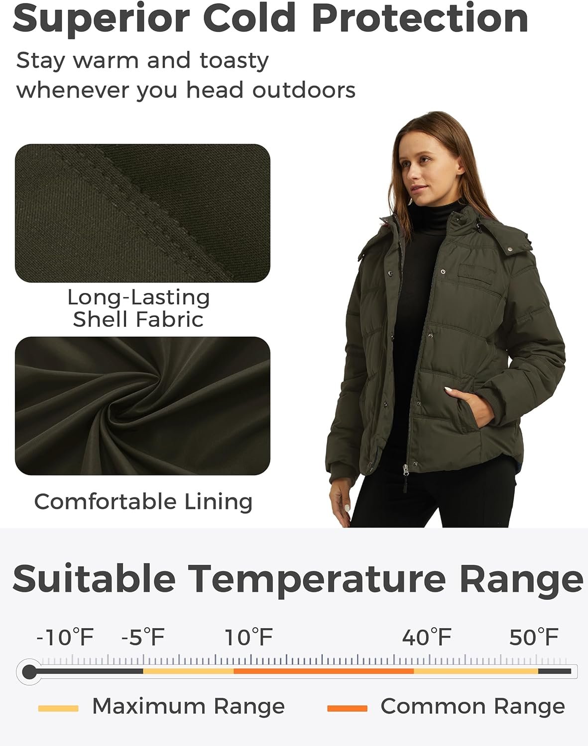 Wantdo Women's Hooded Warm Winter Coat Quilted Thicken Puffer Jacket with Removable Hood - Image 4