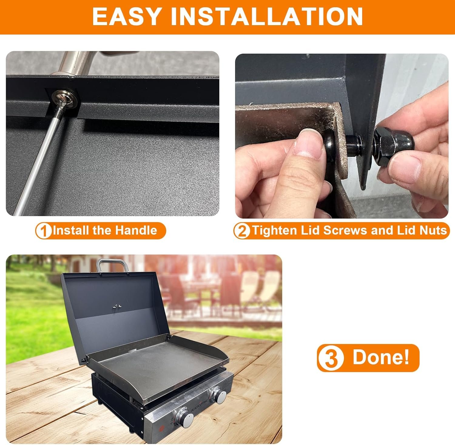 Upgraded Hinged Lid for Blackstone 1666 22" Omnivore Original Tabletop Griddle (2024 Model), Griddle Cover with Thermometer for Blackstone 1666 1813 2203 2271 2020 2205 22In Grill Case - Image 4