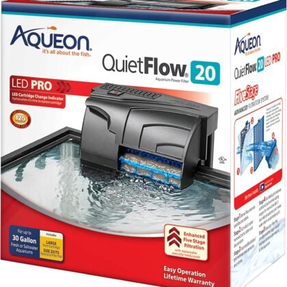 Aqueon QuietFlow 20 LED PRO Aquarium Fish Tank Power Filter For Up To 30 Gallon Aquariums