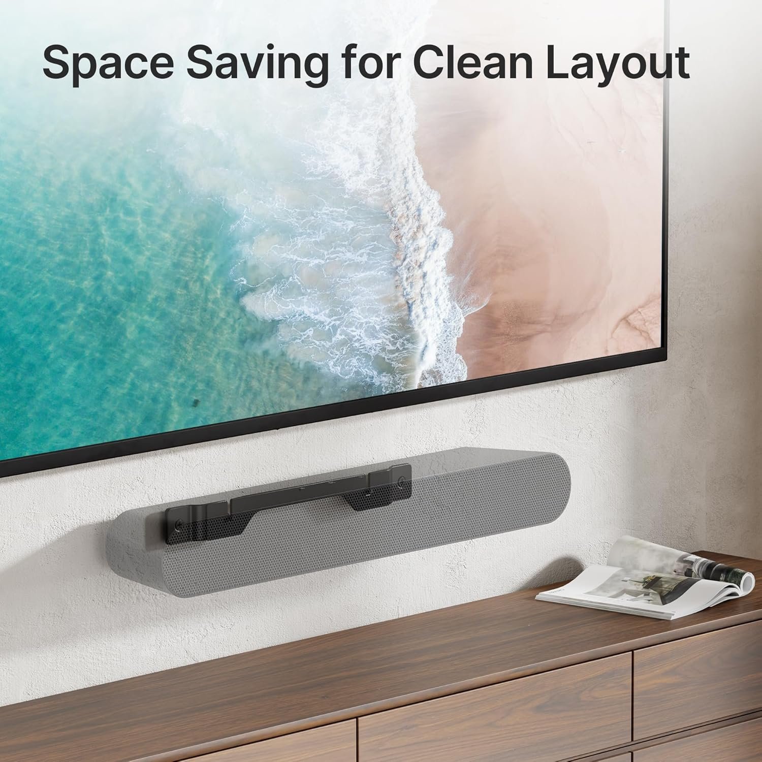 Soundbar Wall Mount Compatible with Sonos Ray,Soundbar Wall Bracket Under TV for Sonos Ray,Hold 4.4LBS,Hidden Floating Design,Black - Image 4