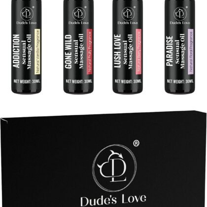 Organic-Edible Full Body Massage Oil- Pack of 4-Travel Size, Gift Box Set, No Stain & Non-Sticky, Fractionated Coconut Oil,1.01 Fl Oz Each-4.05 Fl Oz/4pc