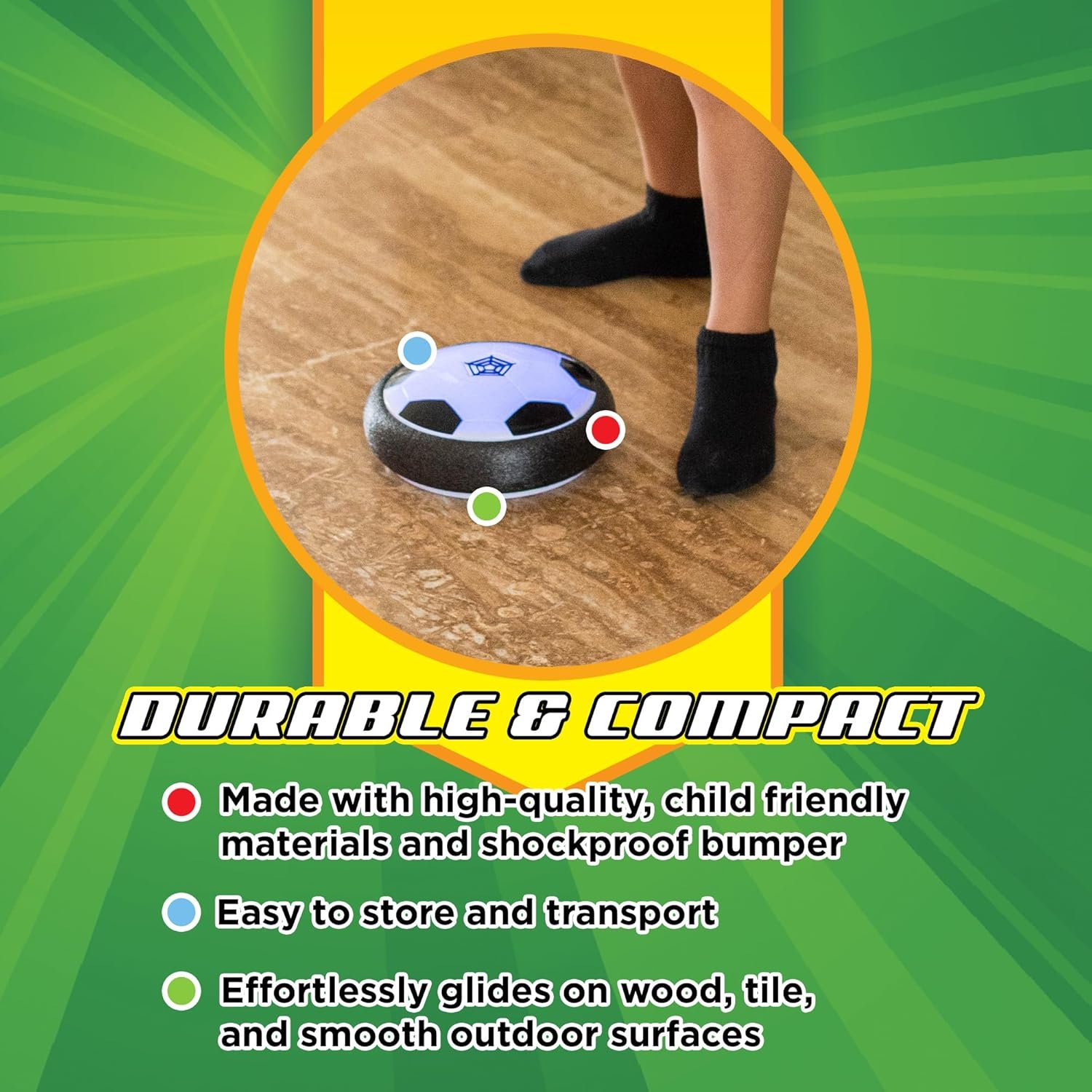 Hover Soccer from The Makers of Stomp Rocket – LED Lights and Padded Bumpers Indoor Air Soccer Toy for Boys Girls Ages 3 4 5 6 7 8 + Fun Games - Image 5