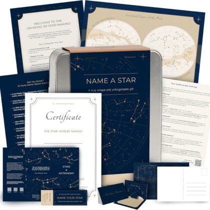 Name a Star Gift Box – Personalized Star Kit, Star Certificate, Galaxy Pass, 3D Greeting Card & Night Sky Poster – Unique Romantic Astronomy Gift for Anniversary or Memorial
