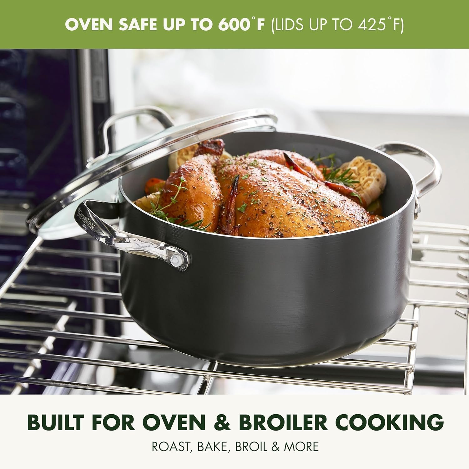 GreenPan Valencia Pro Ceramic Nonstick 11 Piece Cookware Set, Hard Anodized PFAS-Free Pots & Pans, Induction Ready, Compatible on All Cooktops, Dishwasher Safe, Oven Safe to 600F, Gray - Image 9