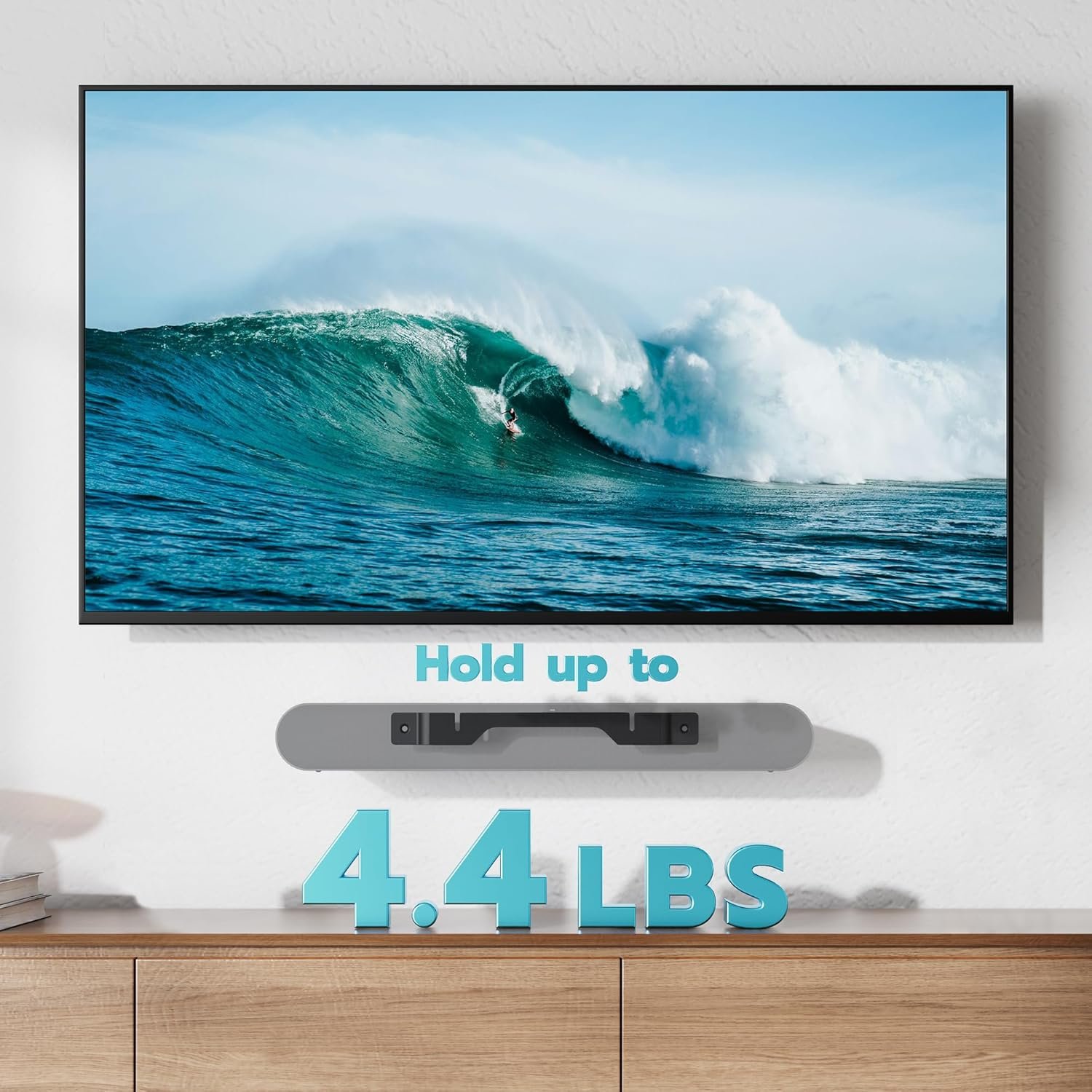 Soundbar Wall Mount Compatible with Sonos Ray,Soundbar Wall Bracket Under TV for Sonos Ray,Hold 4.4LBS,Hidden Floating Design,Black - Image 3