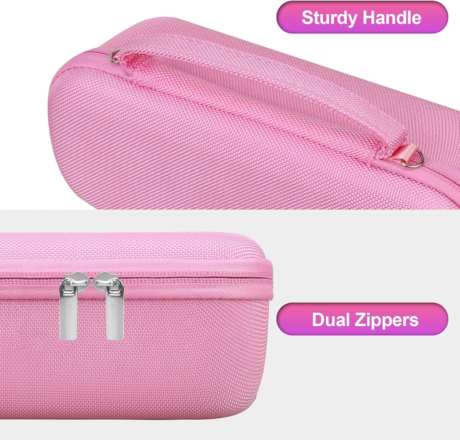 BOVKE Carrying Case for Beats Pill - Portable Bluetooth Speaker, New Beats Pill Wireless Speaker Travel Holder Bag with Extra Mesh Pocket for Charging Cables, Accessories, Pink - Image 5