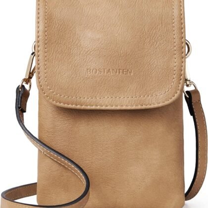 BOSTANTEN Vegan Leather Small Crossbody Bags for Women Designer Cell Phone Bag Wallet Purses Adjustable Strap