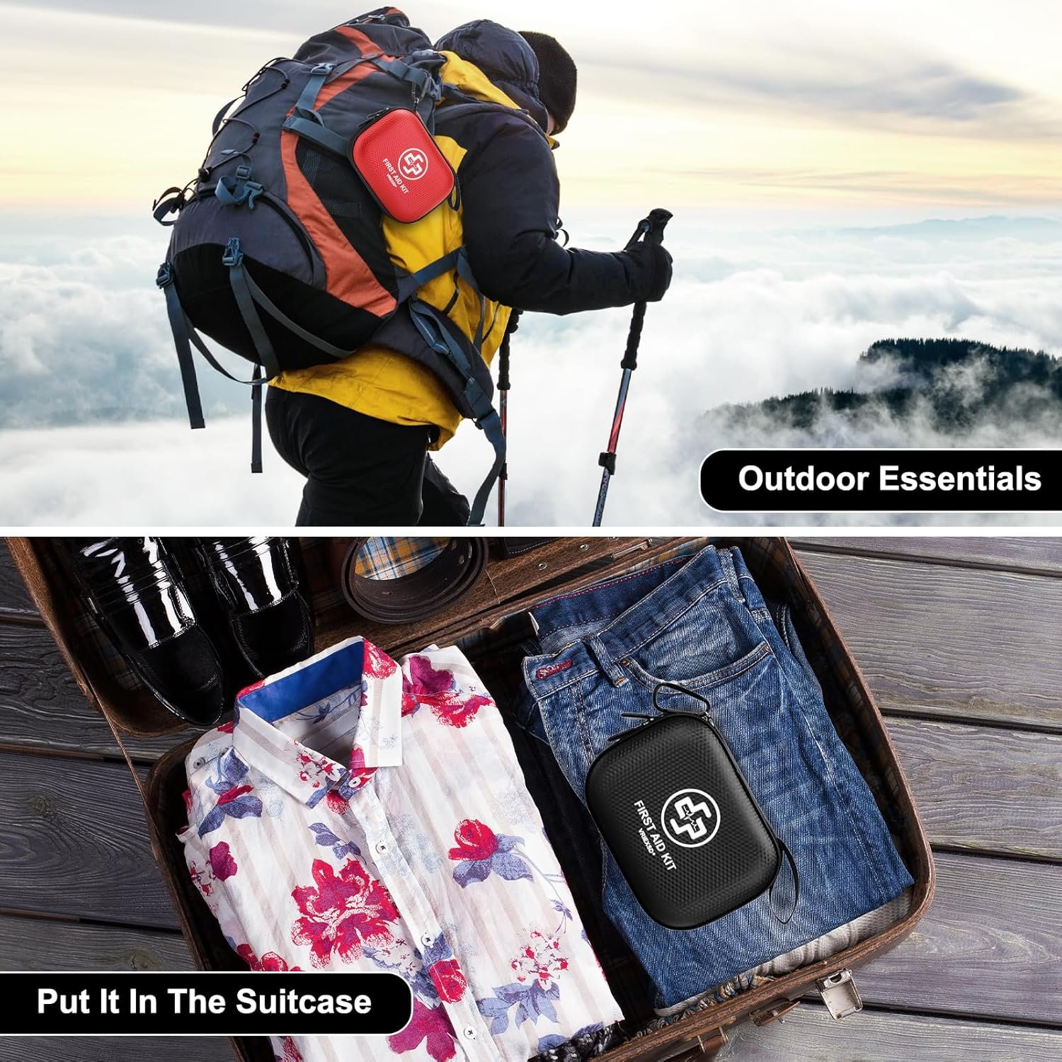 Mini First Aid Kit - 150 Piece Small Waterproof Hard Shell Medical Kit for Home, Car, Travel, Camping, Truck, Hiking, Sports, Office, Vehicle & Outdoor Emergencies (Black) - Image 5