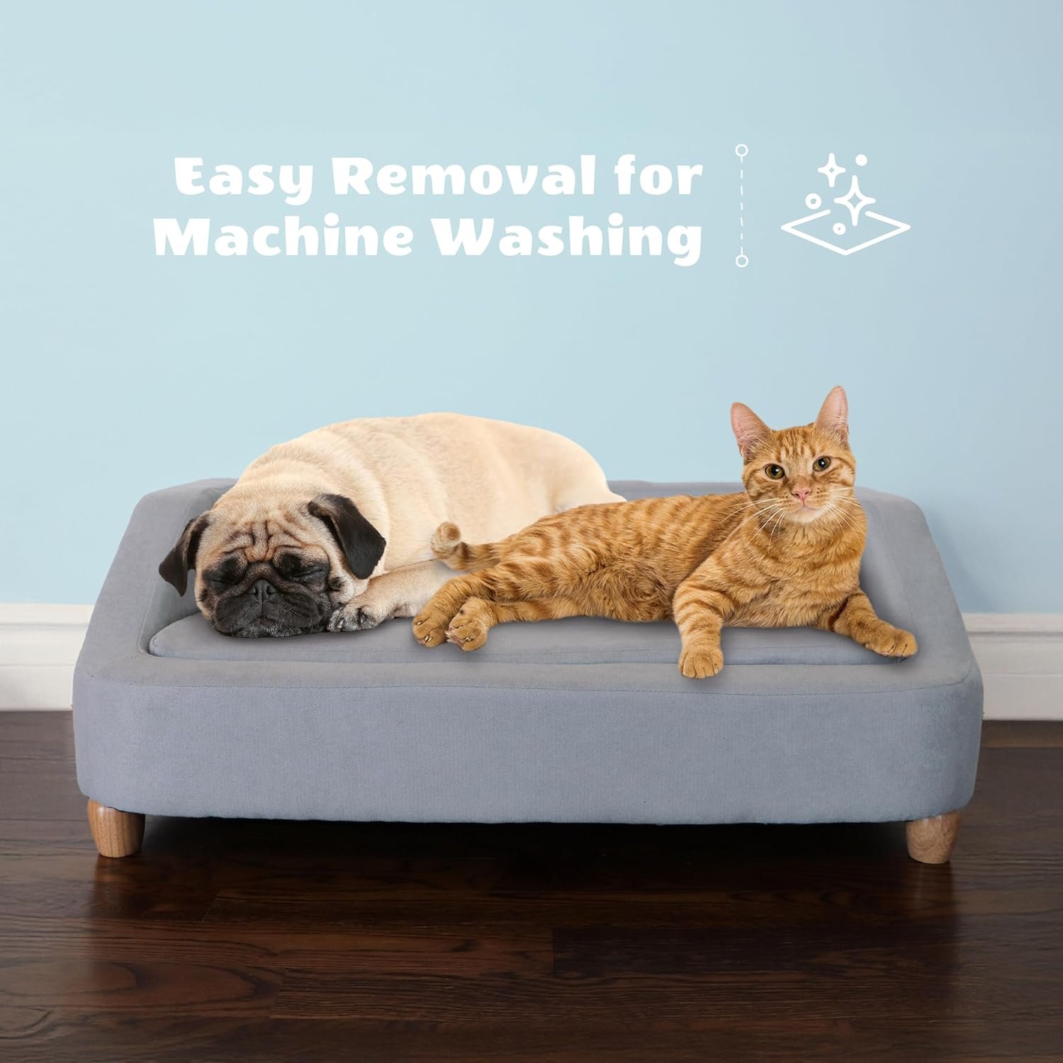 Critter Sitters 36-In. Microfiber Gray Rectangular Dog Sofa for Medium-Sized Dogs, Stylish and Modern Elevated Dog Bed, Durable and Easy to Clean Dog Sofa Bed, Cushioned Dog Sofas & Chairs - Image 7