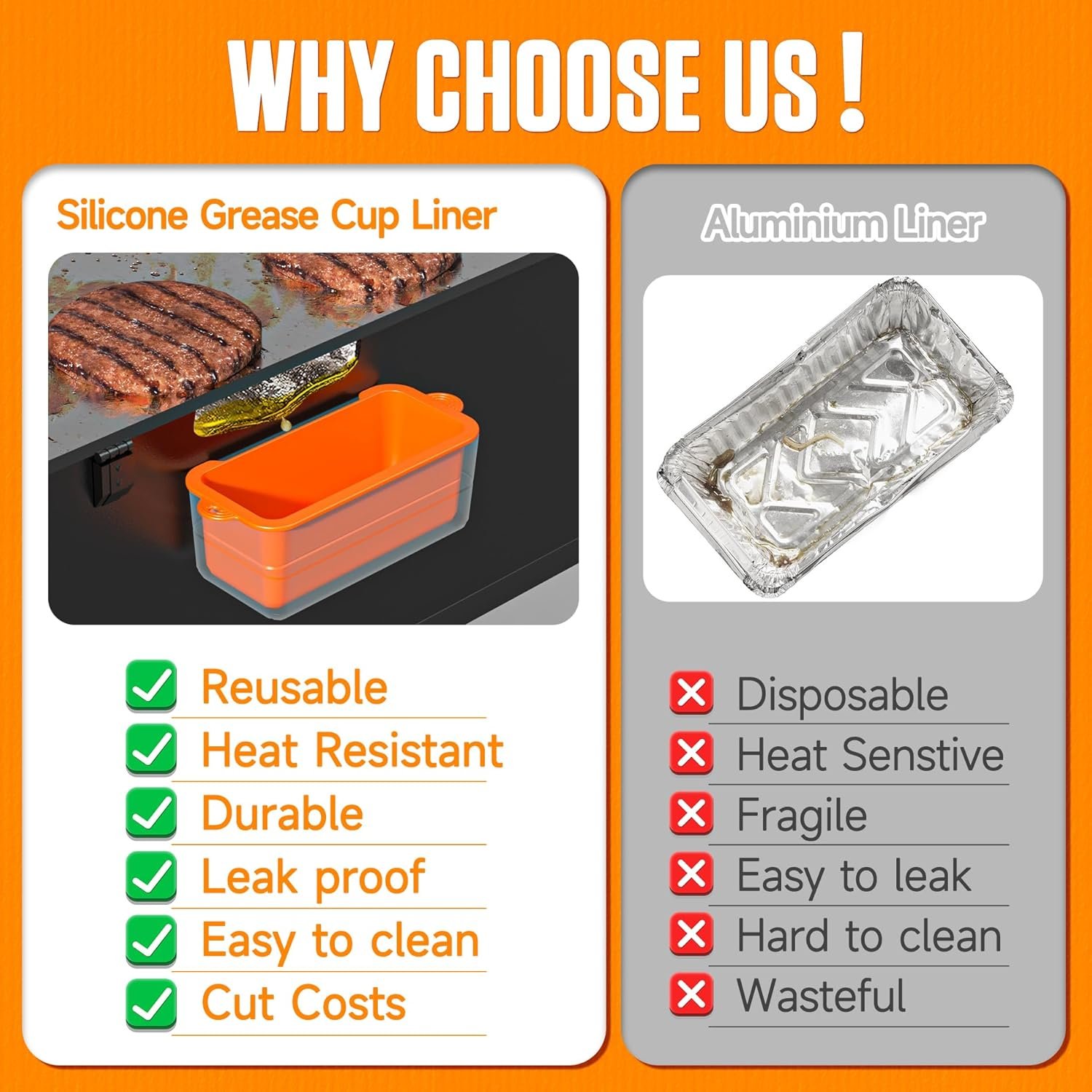 Griddle Accessories for Blackstone – Blackstone Silicone Mat & Grease Cup Liners (2 Pack) – Fits 17” 22” 28” 36” Griddles – Gifts for Men Husband - Image 3