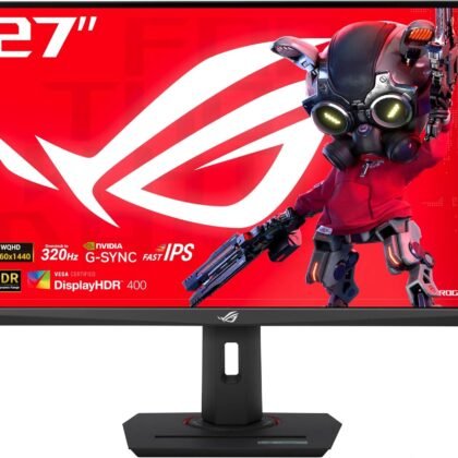 ASUS ROG Strix 27” 1440P USB-C HDR Gaming Monitor (XG27ACMS) – QHD (2560 x 1440), 320Hz, 0.3ms, Fast IPS, Extreme Low Motion Blur Sync, G-SYNC Compatible, DisplayWidget, Tripod Socket, 3 yr Warranty