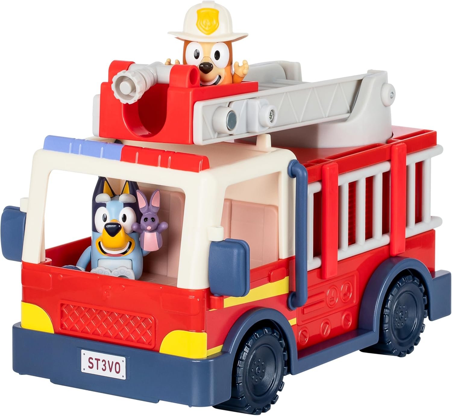 Bluey Firetruck Toy Playset with Firefighter Bingo, Bluey & Bob Bilby, Toddler Fire Truck w/ Spinning Ladder, Water Hoses for Kids Ages 3+ - Image 4