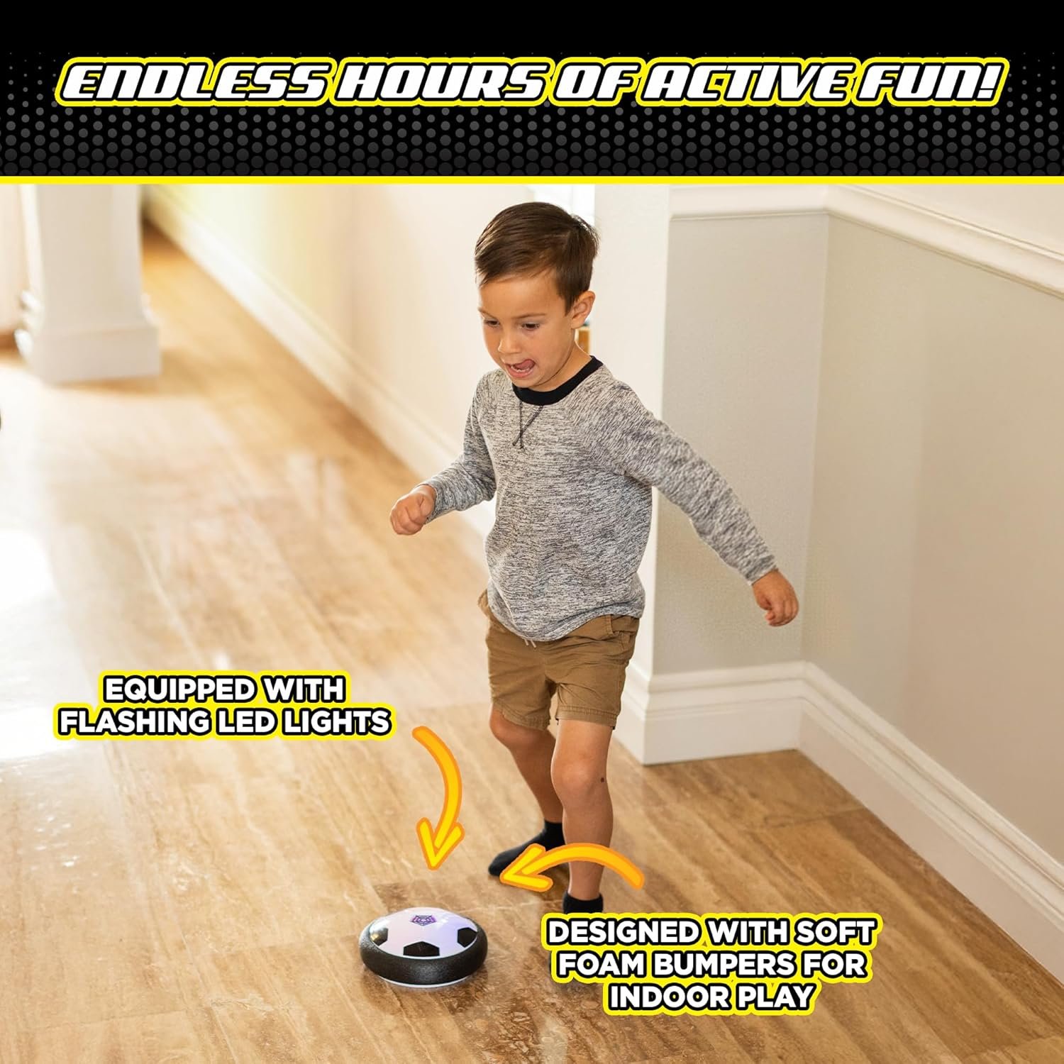 Hover Soccer from The Makers of Stomp Rocket – LED Lights and Padded Bumpers Indoor Air Soccer Toy for Boys Girls Ages 3 4 5 6 7 8 + Fun Games - Image 4