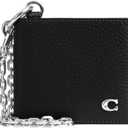 COACH Mens, Billfold Wallet With Chain, Black, One Size
