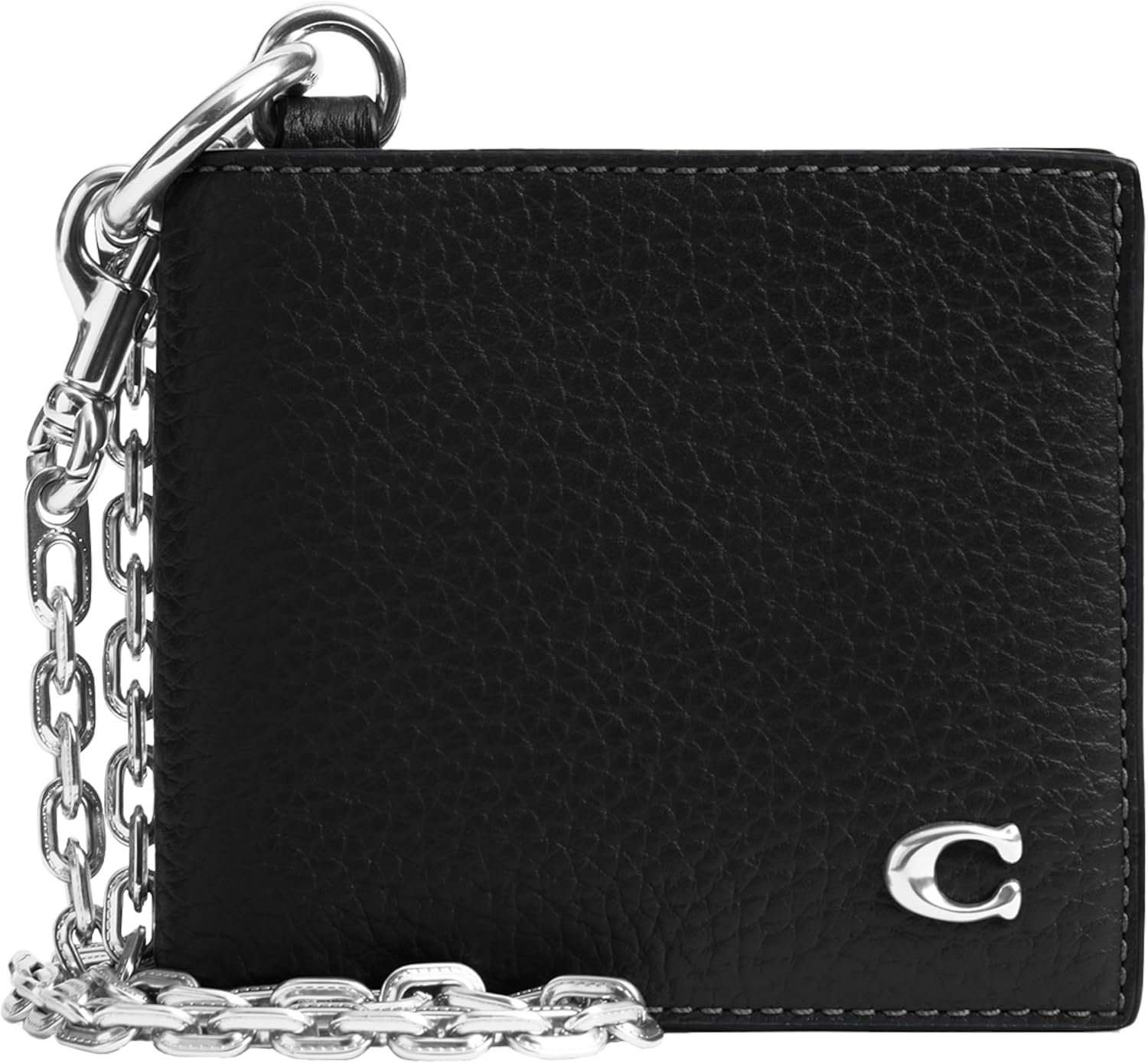 COACH Mens, Billfold Wallet With Chain, Black, One Size