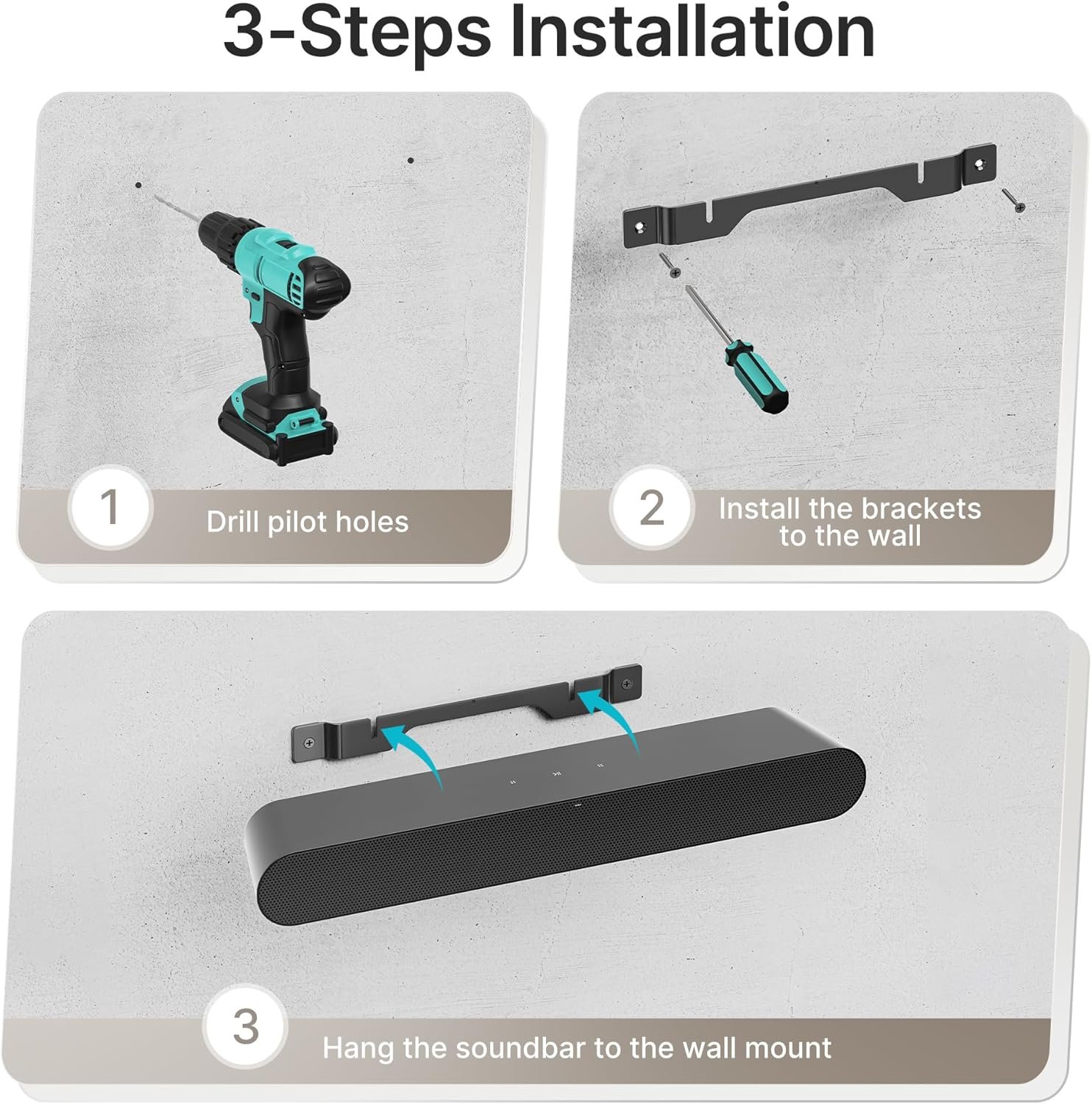 Soundbar Wall Mount Compatible with Sonos Ray,Soundbar Wall Bracket Under TV for Sonos Ray,Hold 4.4LBS,Hidden Floating Design,Black - Image 8