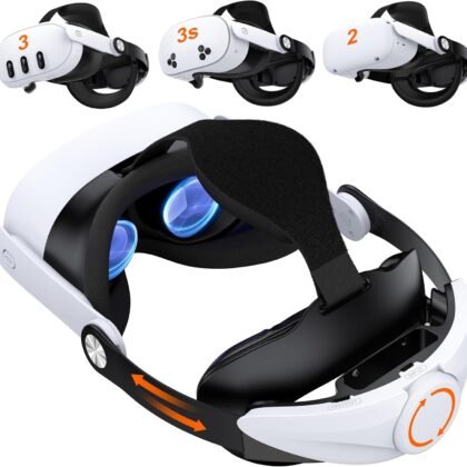 Head Strap for Meta Quest 3/Quest 3S/Quest 2 with Soft Cushion Pad – Adjustable Comfortable VR Headset Strap with Enhanced Support, Lightweight Elite Strap Replacement, VR Accessories