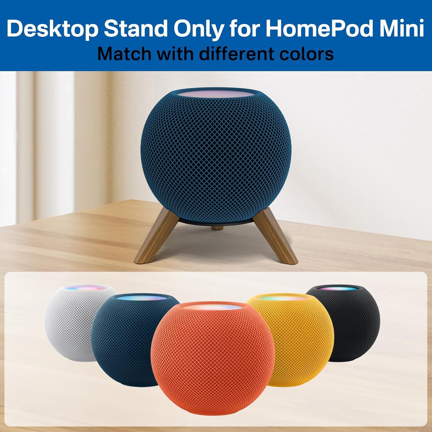 Wooden Desktop Speaker Stand for HomePod Mini Stand - Wood Tripod Desk Speaker Stand for Home Pod Mini Table Stand Holder for Decoration and Space Saving, 1 Pack - Image 2