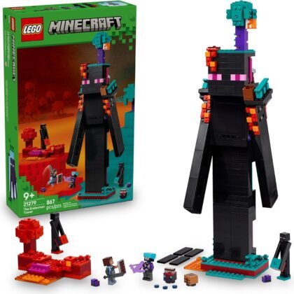 LEGO Minecraft The Enderman Tower Building Toy for Boys & Girls - Video Game Building Set for Kids, Ages 9+ - 2 Toys in 1 for Player Vs. Player Pretend Play - Gift Idea for Gamers - 21279