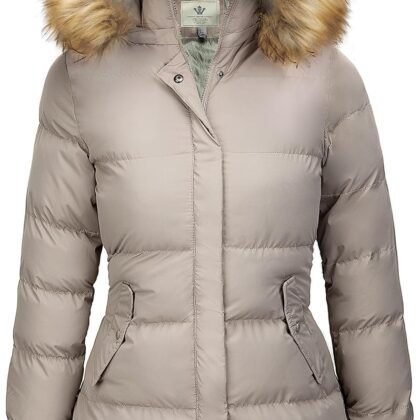 WenVen Women's Winter Thicken Puffer Coat Warm Jacket with Faux Fur Removable Hood
