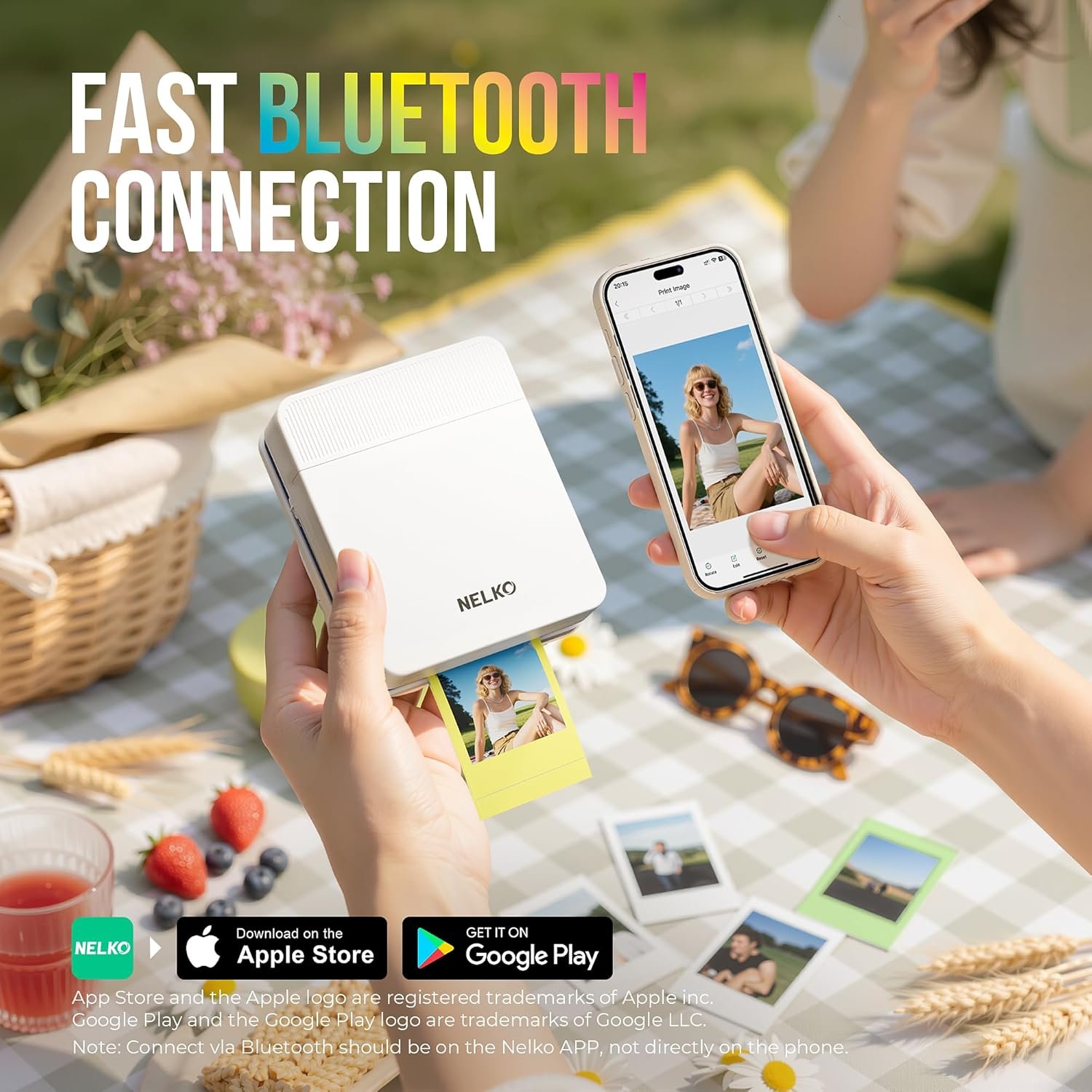 Nelko Portable Photo Printer, PP03 Color Mini Photo Printer with Smart AI APP for iPhone & Android, with 100 Sheets of Photo Paper, AI Bluetooth Picture Printer for Christmas, Family, Travel, White - Image 3