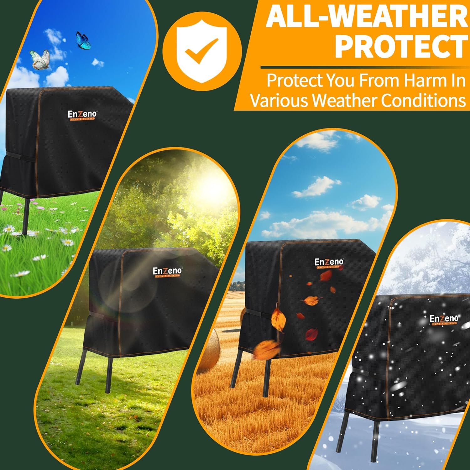 Enzeno Grill Cover for Blackstone 22 inch Griddle with Hood and Stand,Barbeque Griddle Cover Waterproof,BBQ Gas Grill Cover with Windproof Straps,Griddle Accessories for Blackstone 22 and 17 inch - Image 6