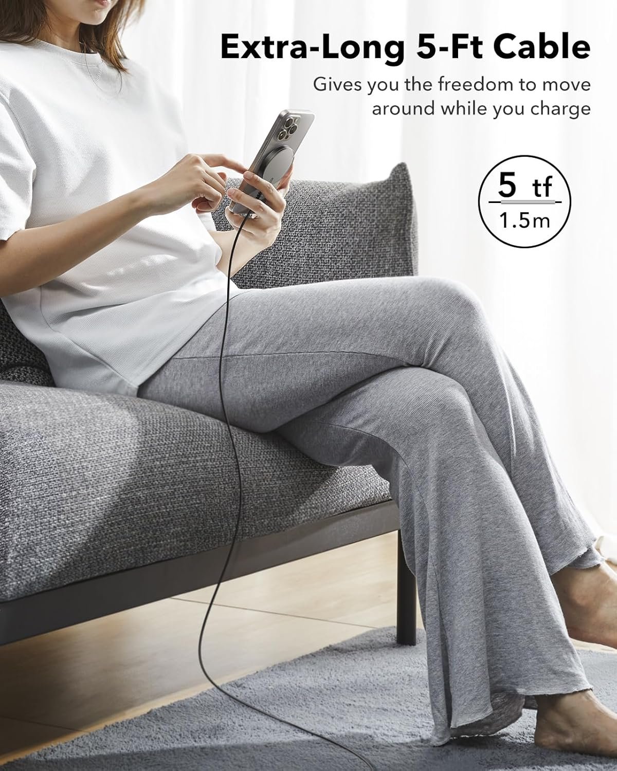 ESR for MagSafe Charger 15W Wireless Charger for iPhone 17/16/15/14/13/12 Apple Magnetic Charging Pad for AirPods 4/3/Pro/Pro 2 Galaxy S25 Series with Dual USB C Ports, Black - Image 5